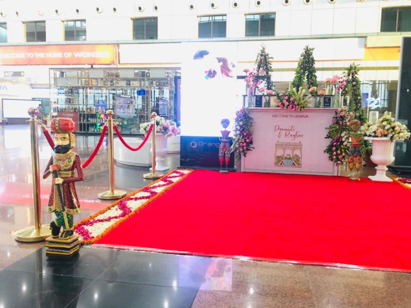 Parineeti Chopra & Raghav Chadha Reached Udaipur; Airport Adorned to Welcome Bride & Groom
