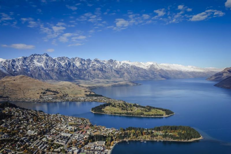 Queenstown, New Zealand: Nestled in the Southern Alps, Queenstown transforms into a winter wonderland during the colder months.