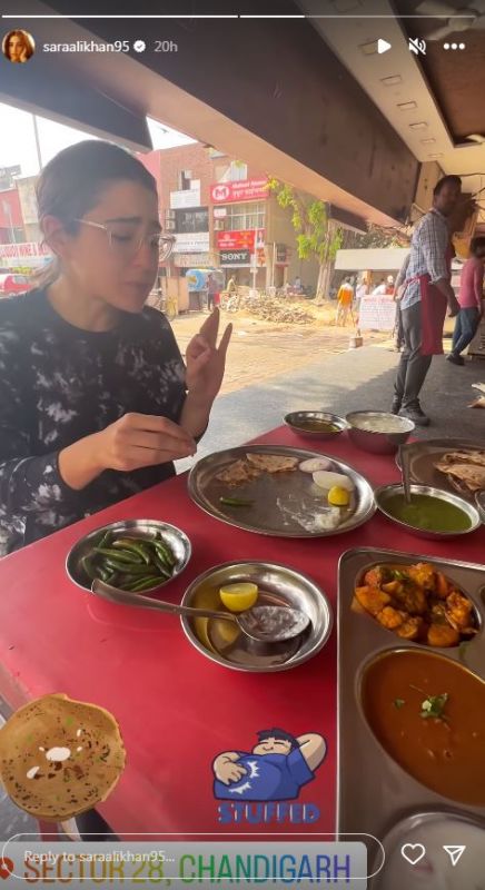  Sara Ali Khan enjoying the traditional food of Punjab in Chandigarh
