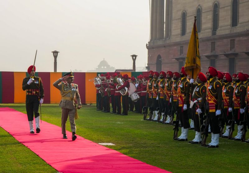 Sri Lanka Army Commander Lieutenant General Vikum Liyanage Inspected Guard of Honor in New Delhi