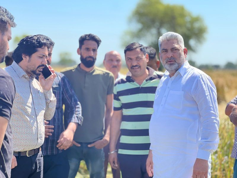 Punjab Cabinet Minister Lal Chand Kataruchakk Reviews Crops Damaged due to Unseasonal Rain in Villages Kanwan and Thakurpur of Bhoa 
