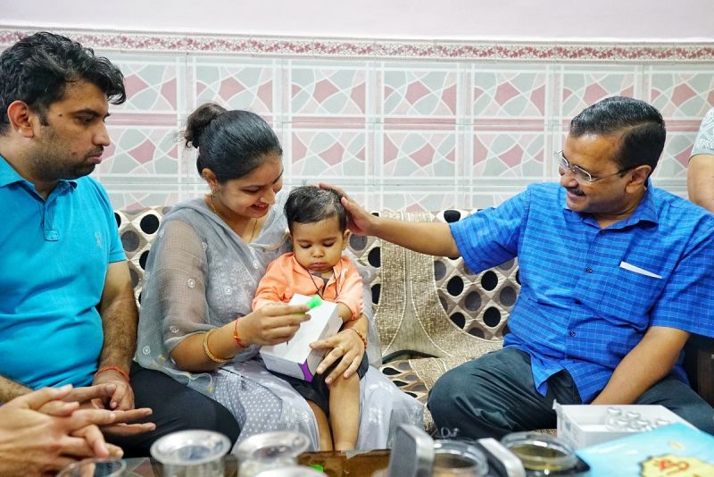 Delhi CM Arvind Kejriwal Meets 18 Month Old Innocent Suffering from Serious Genetic Disease