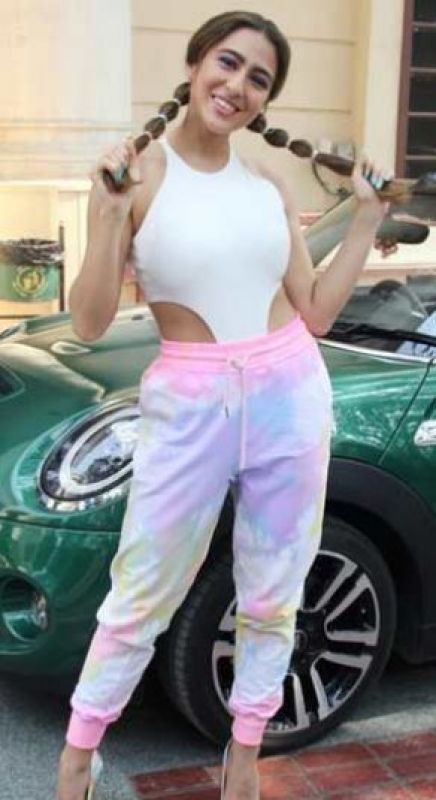 Sara Ali Khan's White Bodysuit With Joggers
