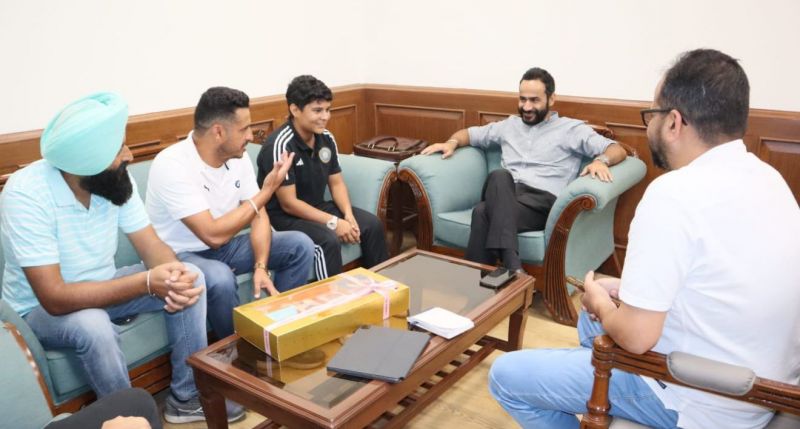Sports Minister Meet Hayer Extends Congratulations to Kanika Ahuja on her selection in the Indian cricket team
