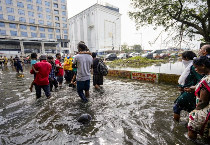 Floods Ravage Chennai: Defense Minister Rajnath Singh Conducts Aerial Survey of Affected Areas