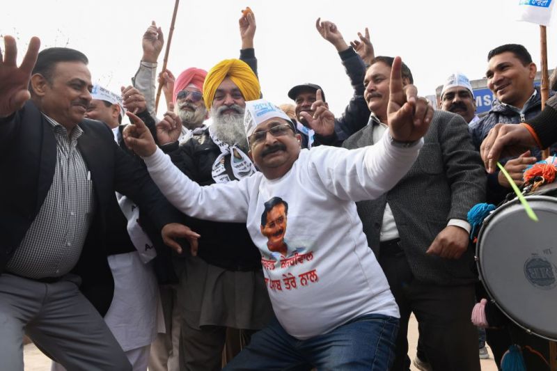 Celebration of Arvind Kejriwal's victory