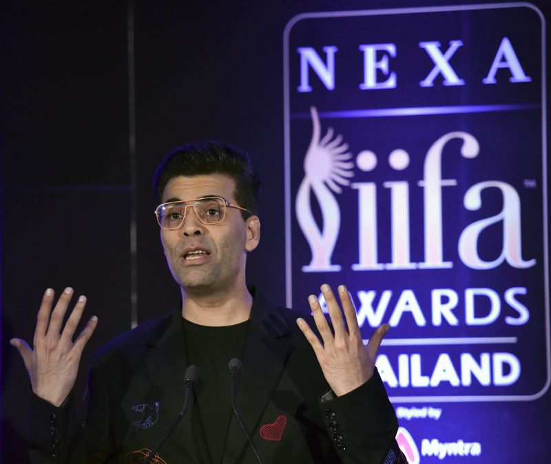 Bollywood Actors Karan Johar Pose for a Photo During a Press Confrence for 19th edition of IIFA Weekend Awards 2018