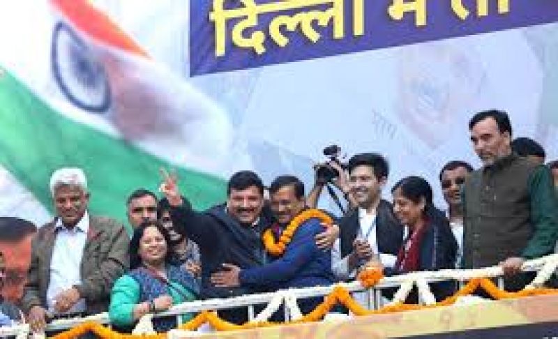 Celebration of Arvind Kejriwal's victory