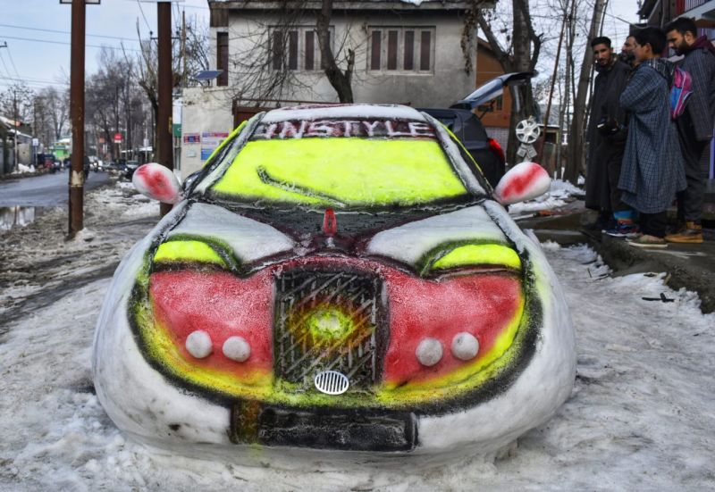 Snow car in Kashmir Picture taken by Firdous Qadri